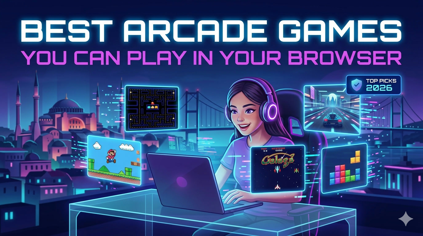 Abstract game artwork used as the cover image for a browser arcade roundup