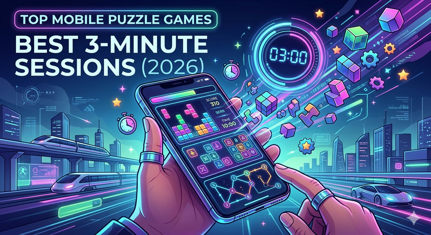 Number Puzzle poster art used as a cover image for a roundup of mobile puzzle games that fit three-minute sessions