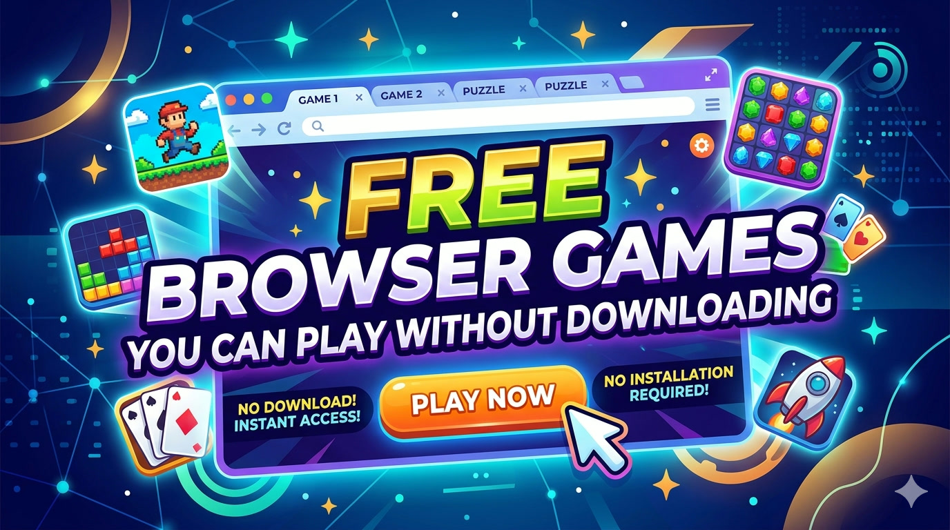 Abstract game artwork used as the cover image for a free browser games roundup